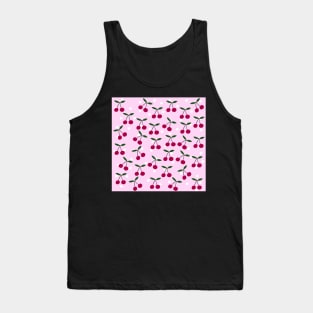 Cute Cherry Pattern on Pink Background Tank Top